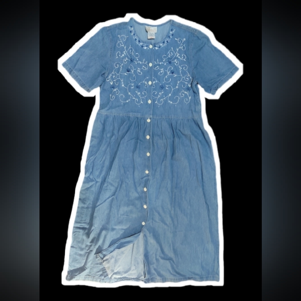 Sears Blue Embroidered  Dress